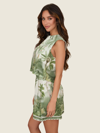 Tropical Palm Tree Back Tie Crop Top