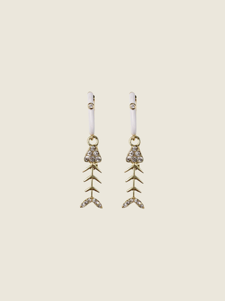 Diamond Capri Bonefish Drop Charm Earrings