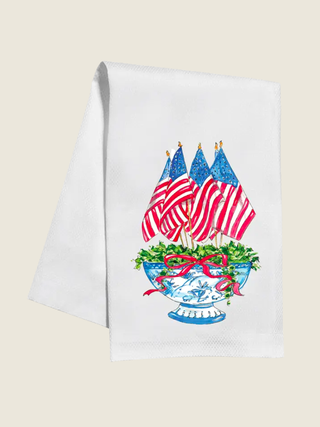 Handpainted Flags in a Chinoiserie Planter Kitchen Towel