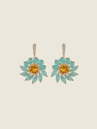 Soleil Bloom Crystal Drop Statement Earrings