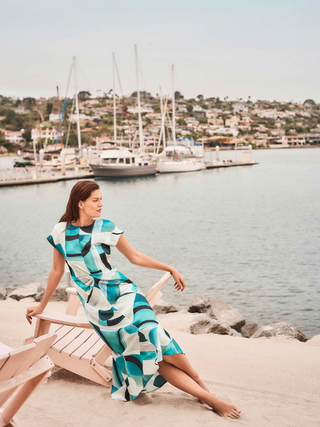 Textured Satin Geometric Print Fit and Flare Dress