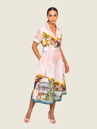 Via Knotch Collar Midi Dress