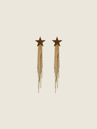 Gold Shooting Star Duster Drop Statement Earrings