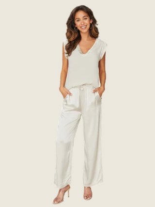 Viscose Wide Leg Palazzo Pant with Drawstring and Pockets