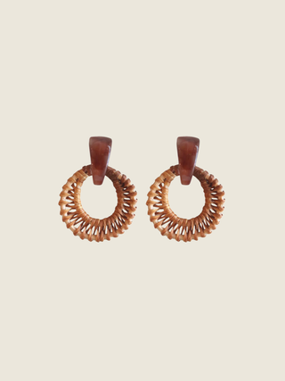 Brown Bali Button Statement Stud Earrings