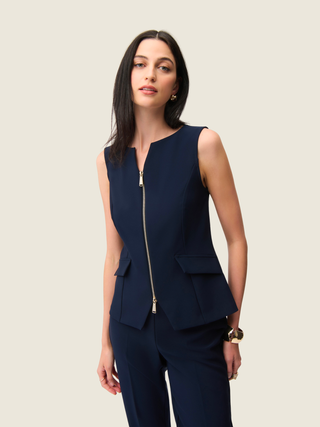 Lux Twill Fitted Vest With Front Zipper