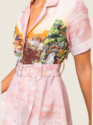 Via Knotch Collar Midi Dress