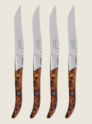 Tortoise Shell 4 piece Laguiole Connoisseur Steak Knife Set