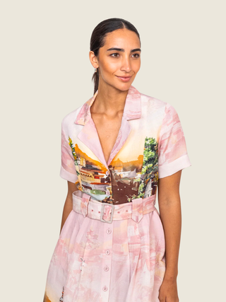 Via Knotch Collar Midi Dress