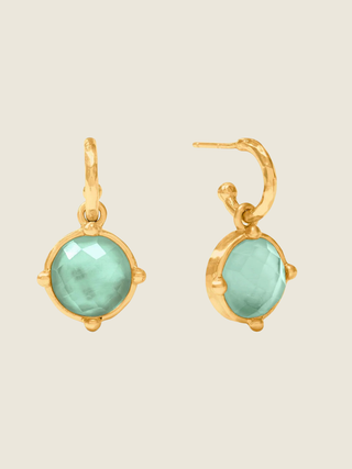 Honeybee Hoop & Charm Earring - Iridescent Aquamarine Blue