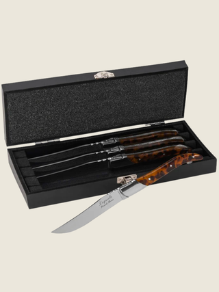 Tortoise Shell 4 piece Laguiole Connoisseur Steak Knife Set