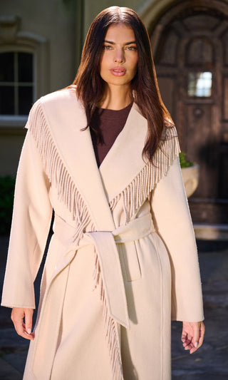 JENNY FRINGE WOOL COAT