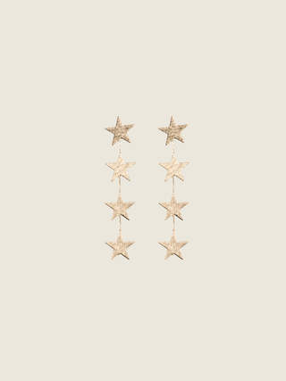 Gold Star Duster Drop Statement Earrings