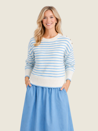 Abigail Sweater - White and Blueberry