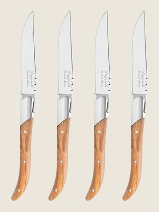 Laguiole Connoisseur Olivewood BBQ Steak Knives Set of 4