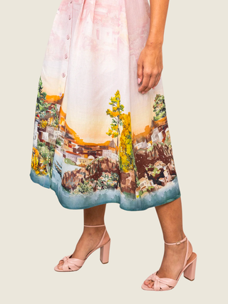 Via Knotch Collar Midi Dress