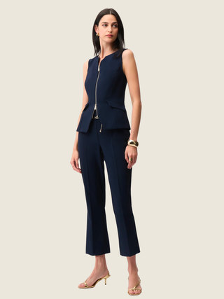 Lux Twill Pull-On Flare Pants With Chain Belt