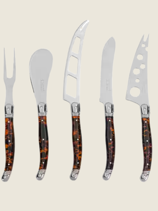 Languiole 5 Piece Artisan Tortoise Shell Cheese Knife Set