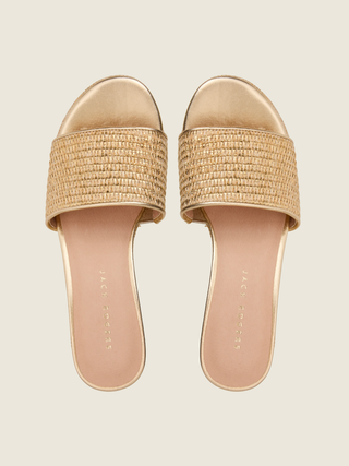 Bay Mid-Wedge-Metallic Raffia