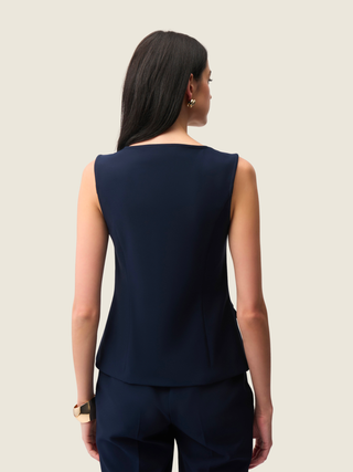 Lux Twill Fitted Vest With Front Zipper