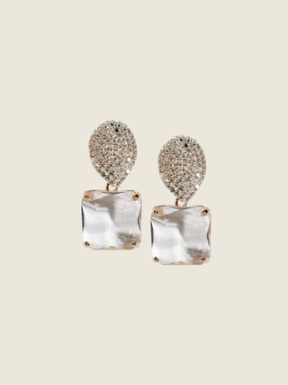 Clear Crystal Retro Pave Crystal Gum Drop Statement Earrings