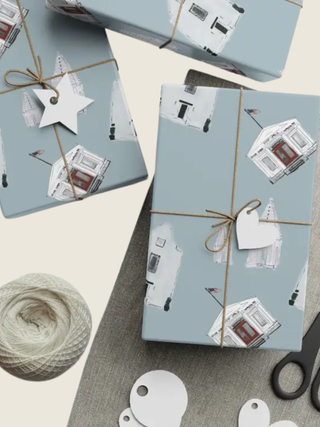 Coastal Seaside Rosemary Beach 30A Reversible Gift wrap